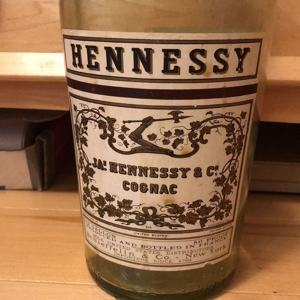 Vintage Bottle of JAs Hennessy Cognac, 80 Proof 1/2 Gallon, Product of France